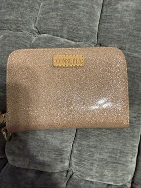 Consuela Emery Glitter Zip Cosmetic Case in Rose Gold
